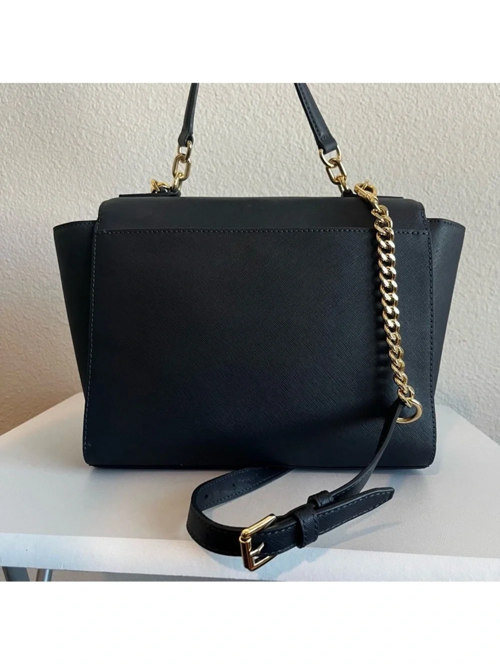 MICHAEL KORS Blue Selma Mercer Raven Bedford Chain Satchel Crossbody